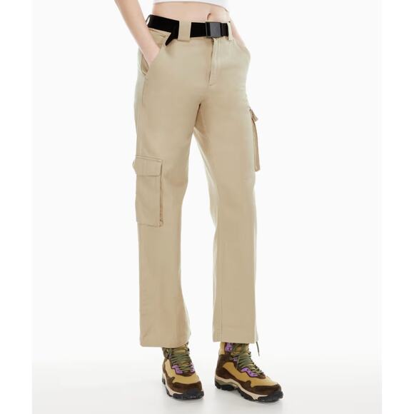 TNA Tan Brown Straight Leg Cargo Pants Women's Size Large Hiking Outdoors - Picture 7 of 7